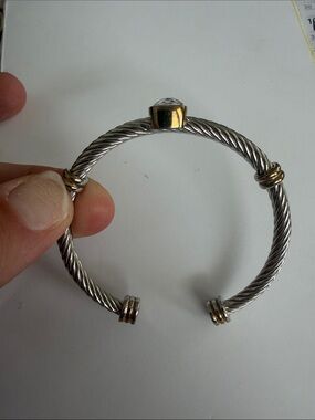 Trendy boutique Silver and Gold Twisted Cable Cuff Bracelet